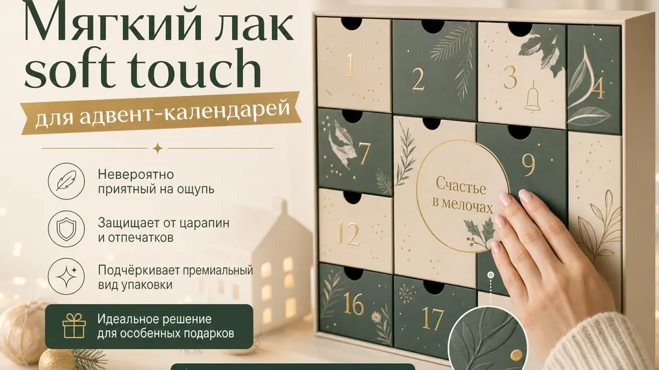Мягкий лак софт-тач для адвент-календарей